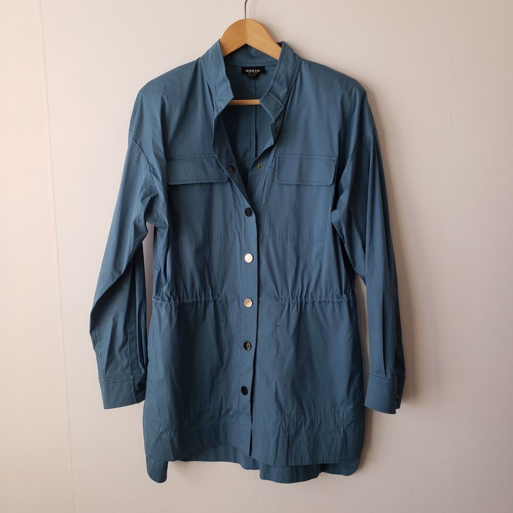 worth new york long sleeve with pocket teal Button-Up Utility jacket size S